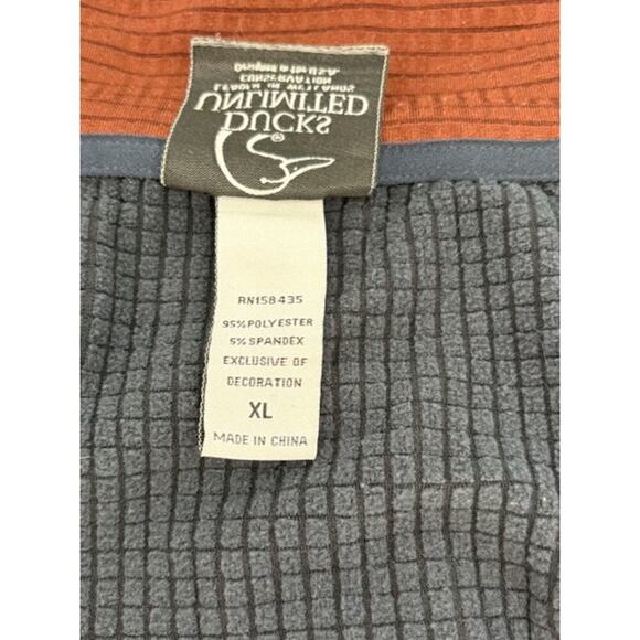 Ducks Unlimited Quarter Zip Pullover in Navy and Brown For Layering – Size XL - Picture 6 of 6